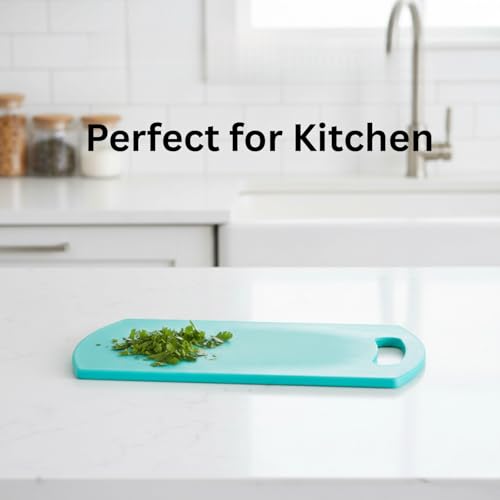 Image of Premium Plastic Cutting Board for Kitchen Chopping and Slicing Vegetables Fruits Meat Utility Food Prep Board with Easy Clean Surface and Grip Design Turquoise Pack of 1