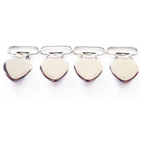 1" Metal Heart Pacifier Suspender Clips,Sutoyuen Pacifier Clips for Making DIY Craft Supplies Pacifier Holders Bib Soothie Clip Toy Holder Silver (50pcs) Cover