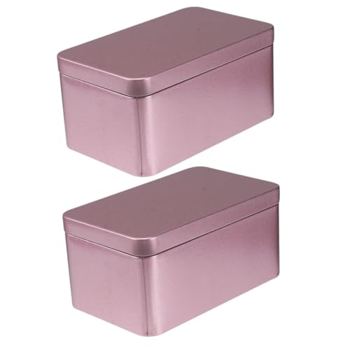 TOBBOMEY 2 pezzi Scatola Porta Tè in Latta Rettangolare con Coperchio Contenitore per Tisane e Tè Sfuso Organizer Casa Elegante Confezione per Conservazione e Regalo Colore Casuale