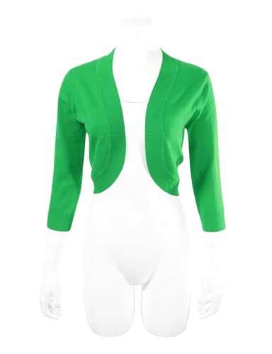 Image of Allsense Women's 3 /4 Sleeve Bolero Shrug for Dresses | Open Front Cropped Cardigan, Lightweight Knit Dress Cover Up