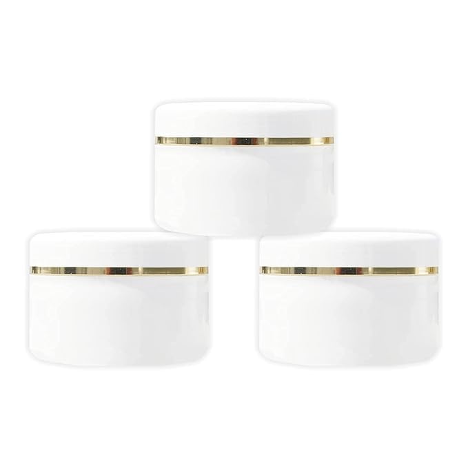Empty Plastic White Cosmetic 50 Gram Jar Container with Golden Streaks lid for Lip Balms, Body Butters, Cream, Scrub and Other DIY Beauty Products (Pack of 16 pcs)-image-23