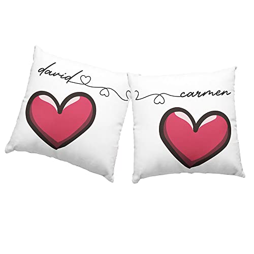 Genérico Pack 2 Cojines Personalizados para Parejas Relleno Incluido Regalo San Valentin (35 x 35 cm)