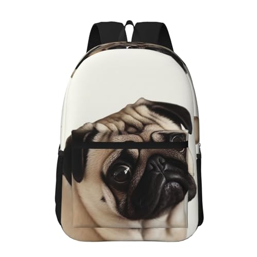 Sac à dos pour ordinateur portable 15,6 pouces, motif carlin rigolo