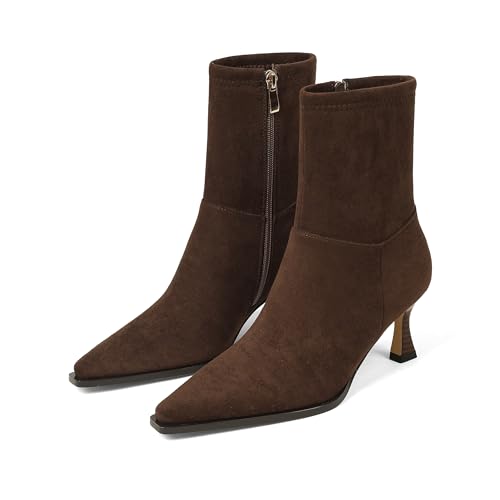 Atsroel Kitten Heel Ankle Boots For Women Pointed Toe Fall
