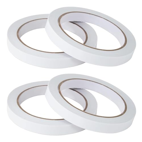 4 Rolls 12mm Double Sided Adhesive Tape - for Arts and Crafts DIY and Office - Quick and Easy to Use On Paper Glass Gift Packaging Plastic