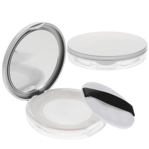 Récipient compact en plastique Beaupretty avec houppette et tamis pour fond de teint poudre