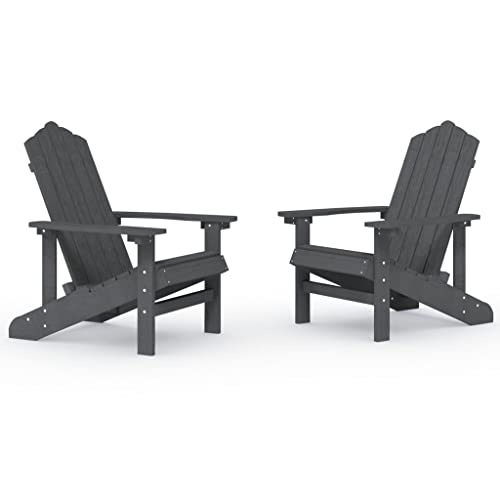 Bigto Patio Adirondack Chairs 2 Pcs Hdpe Anthracite 28.7" X 32.7" X 36.2" Outdoor Chair Garden Furniture #TOP2