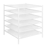 STORAGE MANIAC Pullover-Trockenständer, Netz-Wäscheständer, stapelbarer Wäscheständer, Flacher Trockner für Feinwäsche, tragbares Trockengestell für drinnen oder draußen, Weiß, 6er-Pack