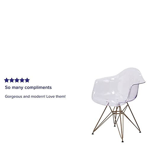 Flash Furniture Allure Series Transparent Side Chair With Gold Base #TOP3