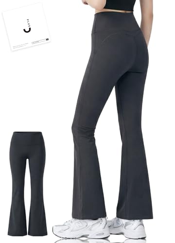 [ジェンマプラス] 【脚長ｘ細見え】 フレアパンツ レディース ヨガパンツ フレア ダンス パンツ フレアレギンス ジャズパンツ ピラティス ウェア バレエ フィットネス トレーニング ハイウエスト スタイルアップ 防シワ 伸縮 速乾 吸汗 UPF50+ シティグレー S 【現役ピラティス講師監修】（Amazon）
