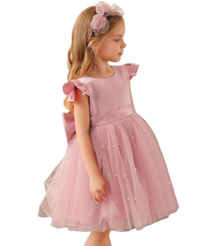 Flower Girl Dresses Wedding Tulle Ruffle Baby Girl Pageant Birthday Party Ball Gown with Bowknot