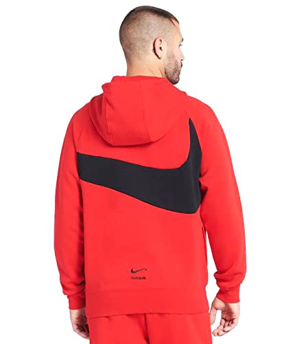 Nike Men's Red/Black Sportswear Swoosh Tech Fleece Pullover Hoodie - XL2