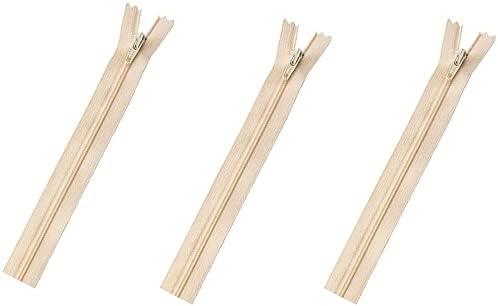 Skirt & Dress Nylon Coil Lightweight YKK Closed Bottom Zippers for Sewing Craft & Apparel - Choose Your Length - Cream #099 - Made in The United States (3 Zippers Per Pack) (7" Inches)