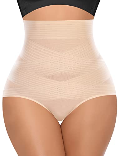 Tummy Control Shapewear Panties For Women High Waisted Body Shaper Slimming Shapewear Underwear Girdle Panty(Beige-Smooth Fabric,Small) #TOP7