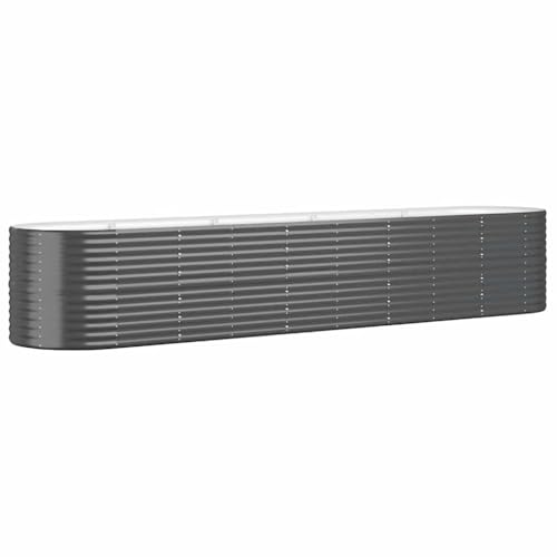 vidaXL Hochbeet, Wetterfestes Hochbeet für Garten Balkon Terrasse, Kräuterhochbeet zum Selber Bauen, Pflanzkasten aus Metall, Verzinkter Stahl Anthrazit