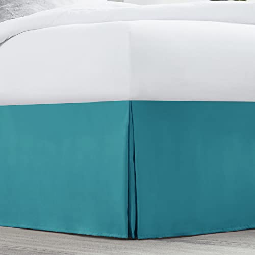Image of Nestl Teal Full XL Bed Skirt - Full XL Size Bed Skirt 14 Inch Drop - Brushed Microfiber Bed Skirts - Hotel Quality Pleated Bed Skirt - Shrinkage & Fade Resistant