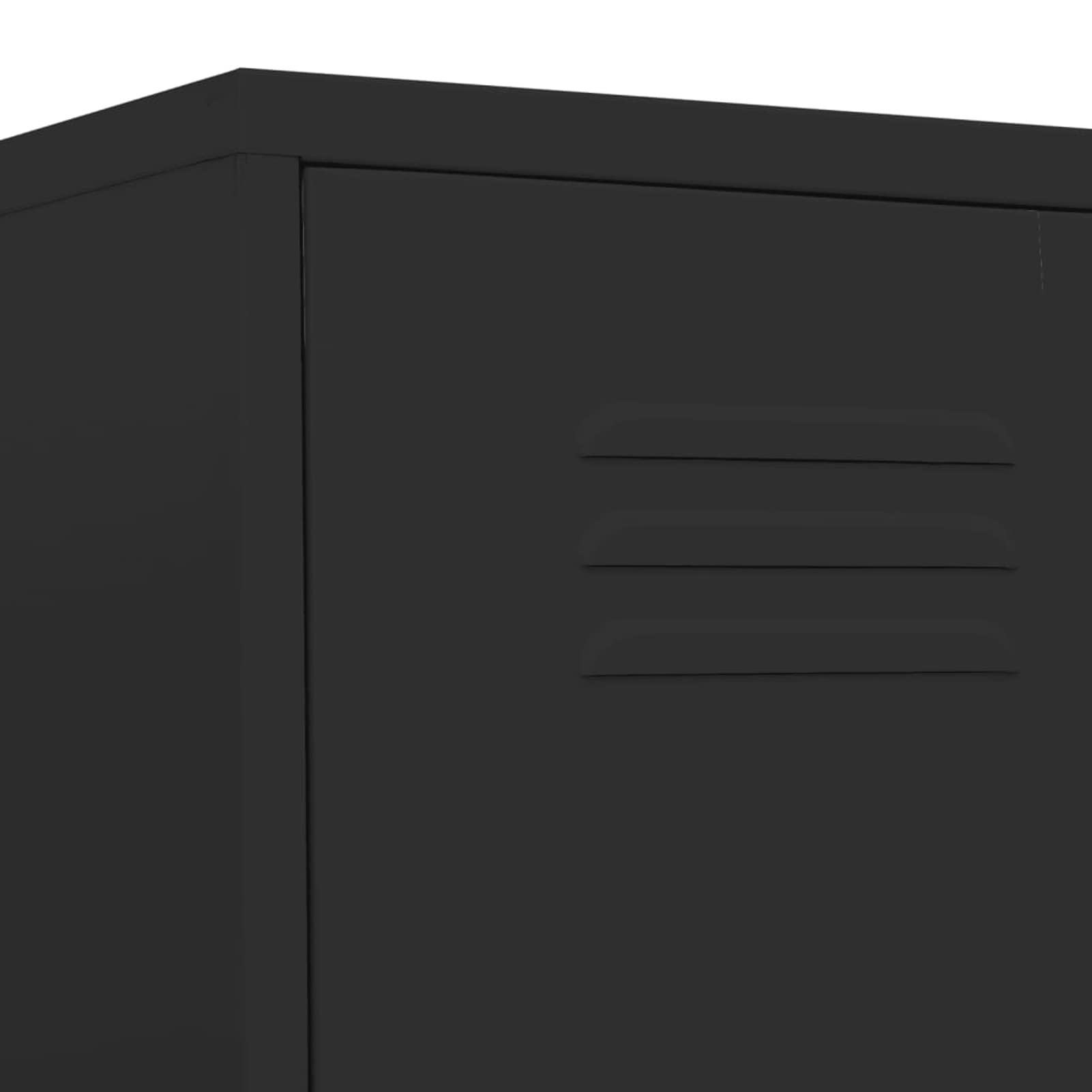 Gecheer Schließfachschrank Umkleideschrank Metallspind Metallschrank Aktenschrank Lagerschrank Spind Schrank mit 4 Einlegeböden Stahl Schwarz 35x46x180 cm