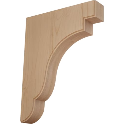 Ekena Millwork BKTW02X09X11BEAL Bedford Wood Wood Brackets, 1 3/4"W x 8 1/2"D x 11"H , Alder
