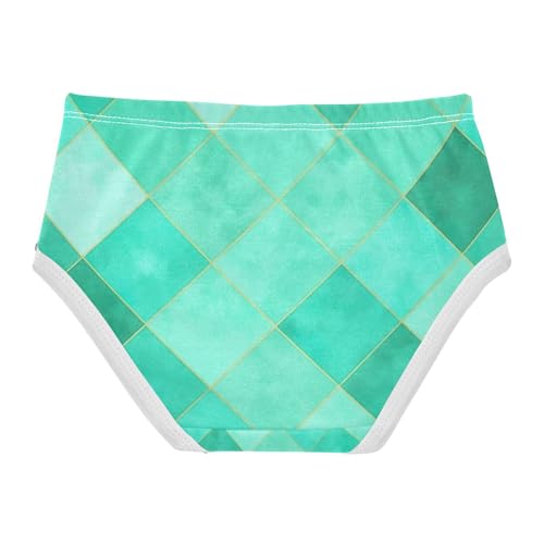 Toddler Girl Panties, Turquoise Aqua Diamond Tiles Cotton Underwear for Girls, 2T–8 Years2
