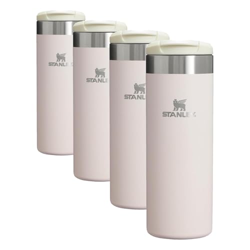 Image of Stanley AeroLight Transit Bottle 16 oz | Locking Drink Through Lid | Leak Resistant Water Bottle or Coffee Travel Mug | Lightweight Insulated Stainless Steel | BPA-Free | Rose Quartz (Pack of 4)