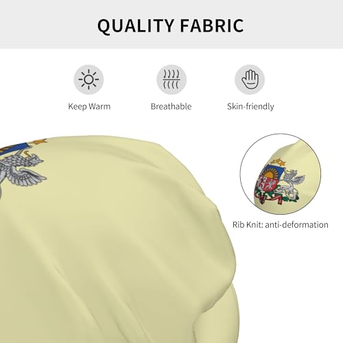 National Emblem of Latvian Children Hip Hop Knitted Hat Kids Elastic Leisure Knit Cap Warm Sleep Beanies Black3