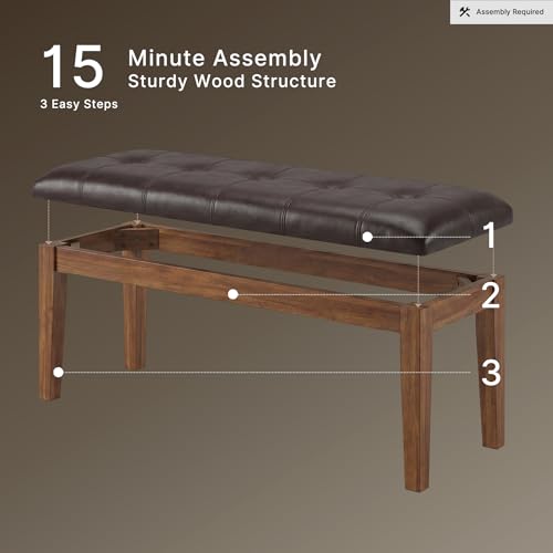 Signature Design by Ashley Ralene Tufted Upholstered Dining Room Bench, Medium Brown - image 4