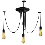 Fuloon Vintage Edison Multiple Ajustable DIY Ceiling Spider Lamp Light Pendant Lighting Chandelier Modern Chic Industrial Dining Without Romote Control (3 Head Cable 200cm/78.7inch) (3 Head)