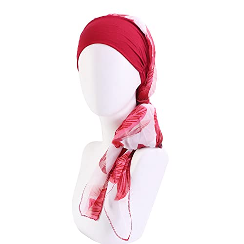 Samidy Headwear Turbans for Women Long Hair Head Scarf Head wraps Cancer Hats (Red)