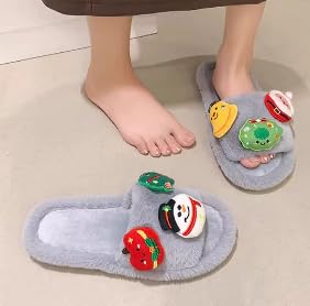 ZQW Women's Christmas Fuzzy Slippers for Home Cute Cozy Plush House Shoes Open Toe Winter Fall Indoor Wear Holiday3