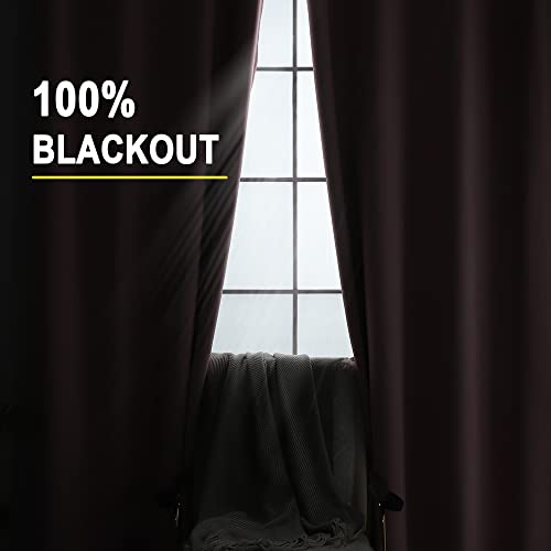 Kinryb Winter Curtains 100% Blackout Curtains For Living Room 63 Inch Length Curtains With Black Liner Grommet Full Blackout 2-Layer Lined Drape For Bedroom Pink 52”W X 63”L 2 Panels #TOP1