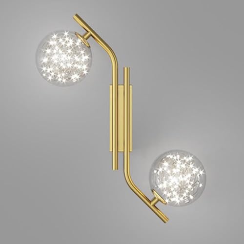 YJIANGH Lámpara de pared de globo de 2 luces, lámpara de pared de vidrio moderna nórdica, lámpara de tocador de baño con pantalla de vidrio de globo, aplique de pared for dormitorio, sala de estar, sa