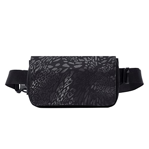 TOTTO - Riñonera Mujer, Modelo Ludana, Medidas 13 x 21 x 4 cm, con 1 Compartimento Principal y 2 Bolsillos Delanteros, Tejido Resistente y de Calidad, Tira Ajustable, Color Negro