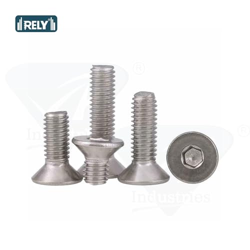 Image of Rely VP INDUSTRIES (Pcs-25) M5x10 mm CSK Allen Head Screw Stainless Steel | Countersunk Bolt with Allen Key 1 pc Free