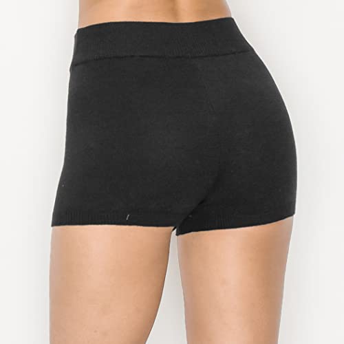 Image of ALWAYS Women's Soft Sweater Knit Shorts - High Waisted Comfortable Lounge Pajama Pants Solid Black X-Small