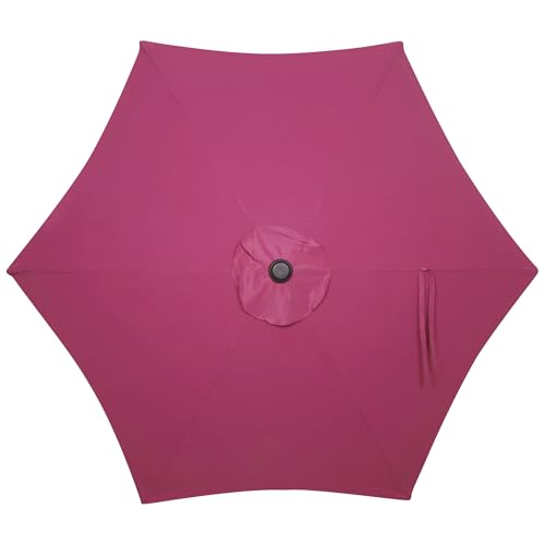 Image of Blissun 7.5 ft Patio Umbrella, Yard Umbrella, Outdoor Market Umbrella with Push Button Tilt Crank, Fuchsia