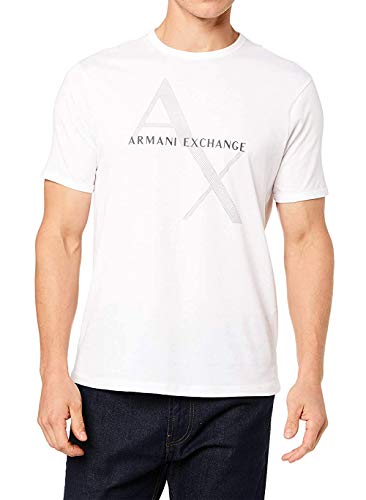 Ajustement parfait ARMANI EXCHANGE T-shirt Classica In Cotone Con Logo, T-shirt Uomo, Bianco, M