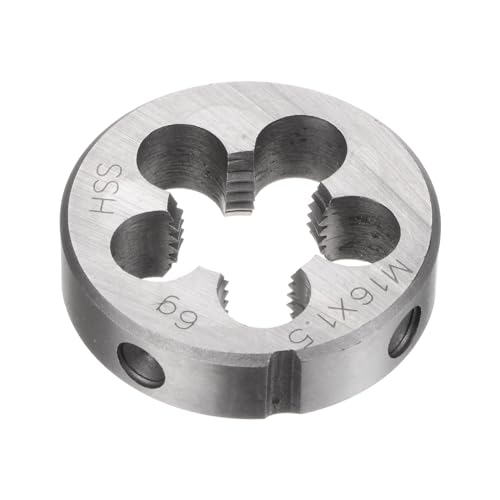 QUARKZMAN Filières à Fileter Rondes, Filetage Métrique M16 x 1.5 (Droite), Acier Rapide (HSS) Outil de Réparation de Filière de Coupe de Vis