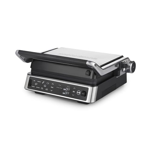 Morphy Richards ThermoGrill Contact Grill with Temperature Probe, Fast Heat, Detachable Non-Stick Plates, Adjustable Temperature & Height, Opens Flat, Integrated Oil Tray, Easy to Clean, 485501