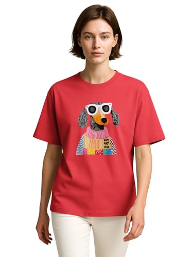 Image of HELLCAT Beige Trendy Printed Oversized T-Shirt for Women