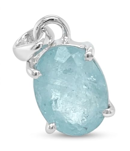 Genuine 2.5ct Aquamarine 925 Solid Sterling Silver Pendant 20mm