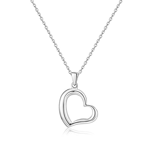 SIUMAL Necklaces for Women, Boutique Shimmering Silver Heart Pendant Necklace , Magnificent Trendy Jewelry Best Birthday Gifts for Women Girlfriend Girls MOM Wife,Premium Long Chain 17 Inches+2 Inches Adjustable