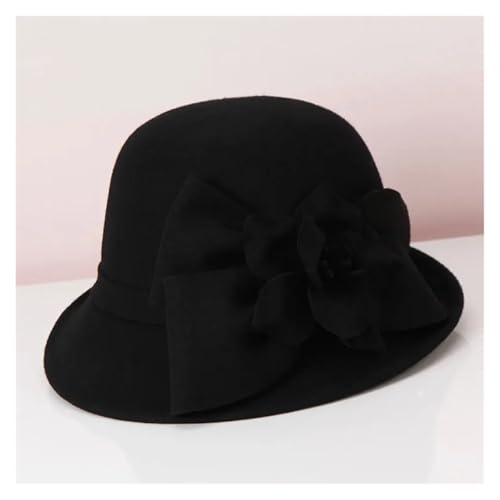 Chapeau melon pour femmes rétro avec fleur 3D - 5
