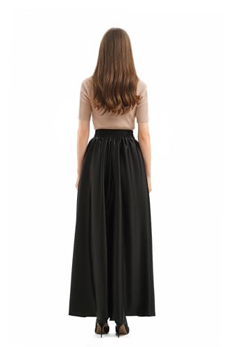 Diydress Women’s Satin Flared Swing Maxi Skirt Long Floor Length High Waist Fomal Prom Party Skirts with Pockets4