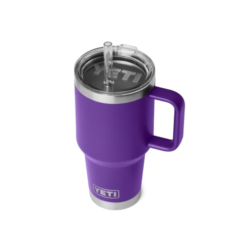 Image of YETI Rambler 35 oz Straw Mug 2.0 - Double-Wall Vacuum Insulation for Cold Beverages - Dishwasher Safe - Cupholder Compatible - Reusable Straw - Comfortable Grip Handle - Travel Mug - Pace Purple