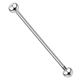 AZARIO LONDON Piercing de acero quirúrgico 316L, calibre 14 (1,6 mm) – 47 mm de longitud con bola de 5 mm, para cartílago industrial, piercing de oreja