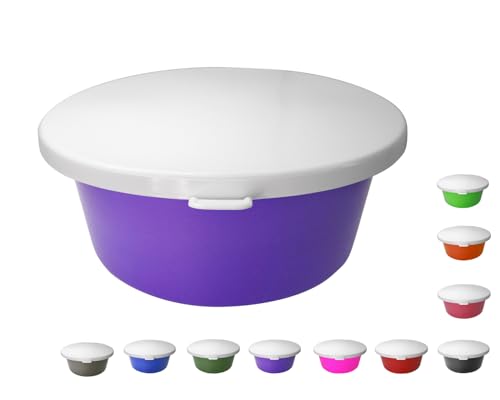 NETPROSHOP 5 Liter Futterschüssel mit Weißem Deckel Müsli Schale groß Lebensmittelecht, Farbe:Lila