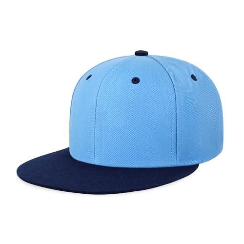 Image of CHOK.LIDS Flat Bill Visor Classic Snapback Hat Blank Adjustable Brim High Top End Trendy Color Style Plain Tone Baseball Cap