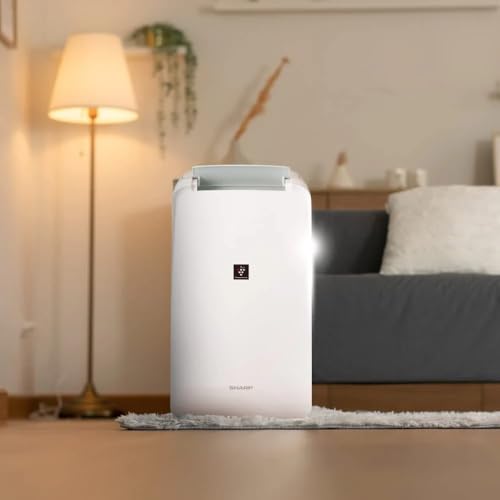 Image of SHARP Electric Home Dehumidifier Machine with Plasmacluster Tech (fight against mold, virus, fungus). Absorbs moisture I Clothes dryer I Covers: 250 sq. ft. I Drain 10L /day I DW-P10M-W