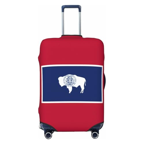 Tamiger Wyoming Bandiera dello Stato Stampa Elastico Lavabile Bagaglio Protector Universale Valigia Copertura Bagagli Da Viaggio, Nero , M