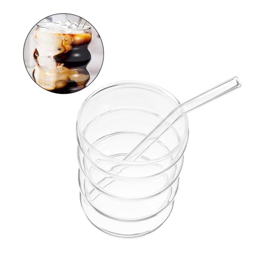 Set de 4 vasos de vidrio con diseño ondulado ribeteado miniatura 7